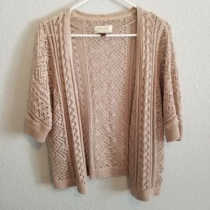 Sonoma Tan Crochet Short Sleeve Cardigan